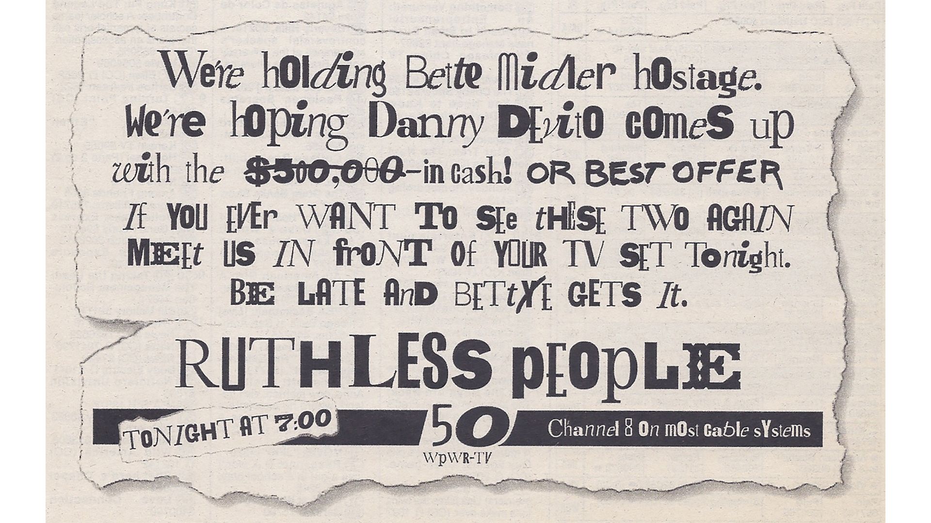 Ruthless People TV Ad UPN Chicago