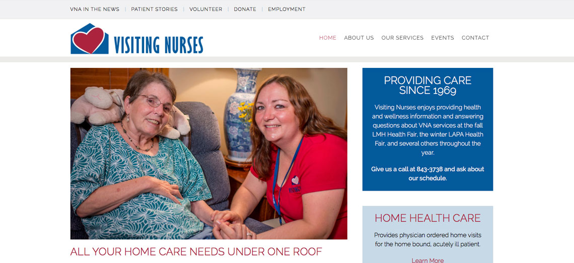 Visiting Nurses Association Website Screen Shot