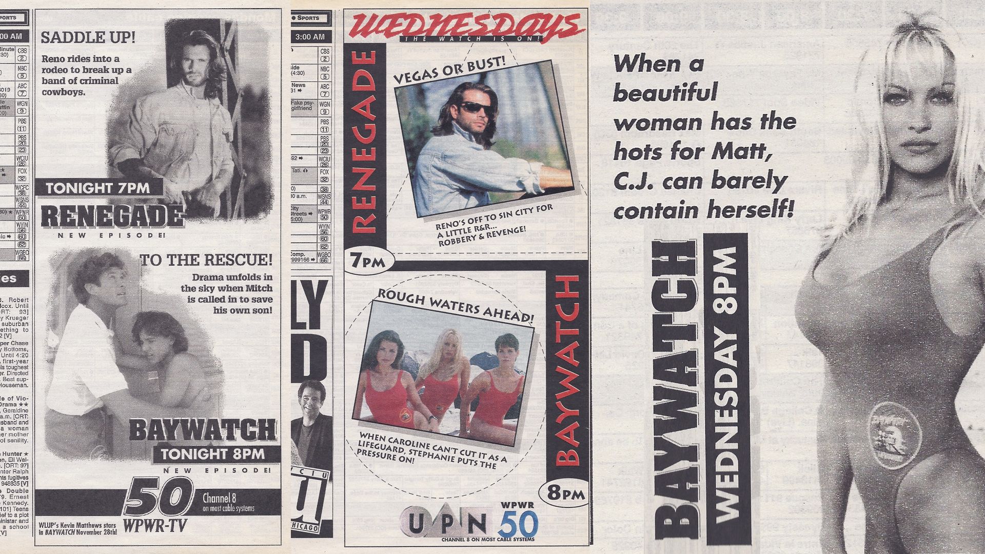 Old 1990s Baywatch TV Print Ads